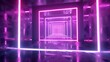 © sakina 11 - Square portal Abstract background Glowing lines Tunnel Neon lights Virtual reality Arch Laser show. 3d render.
