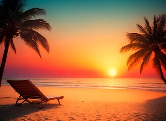 Wall Mural - Very beautiful sunset at the beach. beautiful evening image