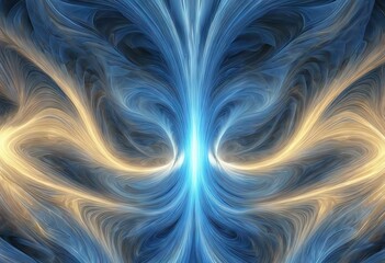 Poster - 'light abstract fractal rendering 3D background blue'
