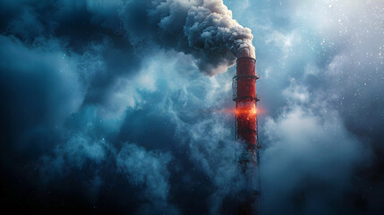 Wall Mural - Towering Industrial Smoke Plume Symbolizing Environmental Concerns and the Need for Sustainable Solutions