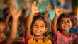 © Papisut - Bright-eyed students eagerly raise their hands in classrooms