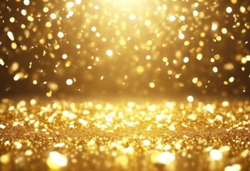 Wall Mural - 'glowing material background confetti ray wide festive golden party glow glistering celebration shin