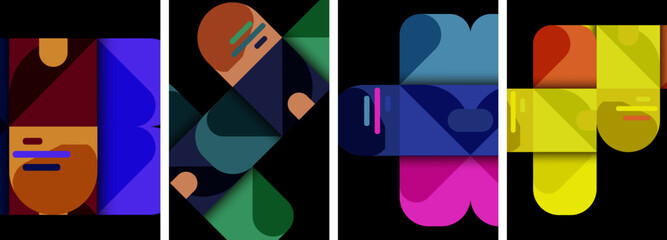 Aufkleber - A display device showcasing a vibrant array of geometric shapes in tints and shades, creating an artistic pattern resembling an electronic organism in electric blue hues