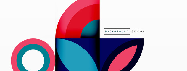 Aufkleber - A vibrant logo featuring circles and leaves in electric blue and magenta hues, arranged symmetrically on a white background. Perfect for sportswear and art, with a modern take on patterns and shapes