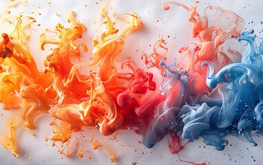 Poster - fluid shapes dancing in a burst of colors