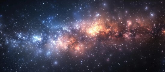 Wall Mural - Vibrant cosmic scene featuring a colorful galaxy filled with bright stars, swirling nebulas, and cosmic dust in the vast universe