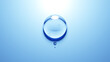 青色背景に3つの水滴。3D（横長）