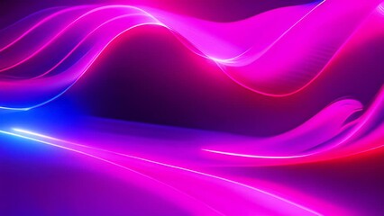 Poster - Vibrant Purple and Blue Light Wave on Black Background Generative AI