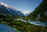 Fototapeta Na sufit - Mount Cook, landscape with lake and mountains in New Zealand