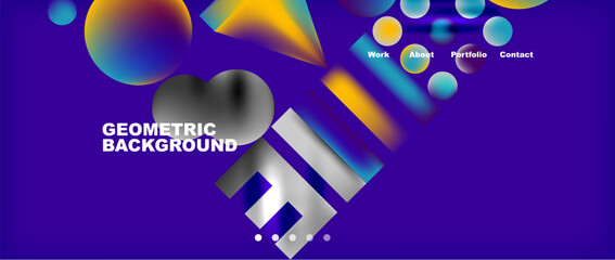 Aufkleber - A dynamic geometric pattern of colorful shapes in shades of azure and violet on an electric blue background. The symmetry and lighting create a futuristic feel, perfect for techrelated designs