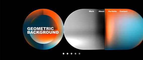 Aufkleber - Automotive lighting inspired geometric background with colorful circles resembling astronomical objects on a black display device, creating a skylike effect