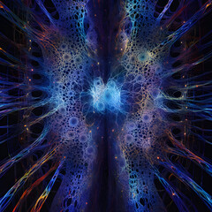 Canvas Print - electric blue fractal cosmos: a vivid digital neural network fantasy.