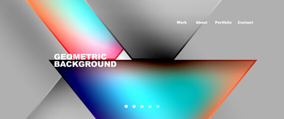 Aufkleber - A geometric background featuring colorful triangles on a gray rectangle. The vibrant hues include electric blue, creating a modern display reminiscent of automotive lighting