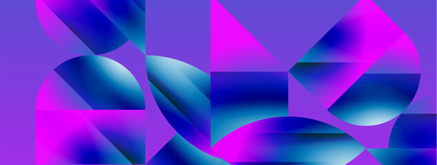 Poster - A vibrant colorfulness of purple, violet, magenta, and electric blue in a neon geometric pattern with symmetry on a purple background
