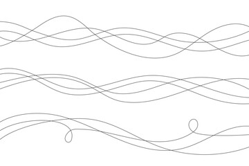 Poster - Wavy lines. Abstract vector illustration on white background. Curve flow dynamic design. Liquid music soundwaves. Scribble swirl strokes. Doodle stream art