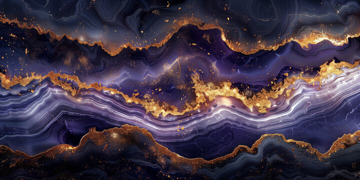 Dark Purple and gold marble texture