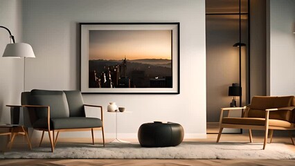Poster - Living Room Set With Two Chairs and Table Generative AI