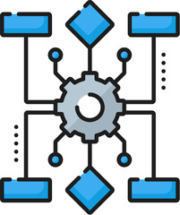 Aufkleber - AI algorithm, machine learning, artificial intelligence technology line color icon. Artificial intelligence computer science, robotic smart algorithm future technology thin line vector pictogram