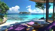 A serene lounge with a breathtaking view of the crystal-clear ocean, offering a tranquil escape amidst nature's beauty