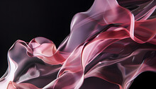 Dark Abstract Background With 3d Pink Smooth Fabric Striped Wave