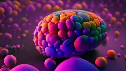Poster - Colorful Brain Surrounded by Small Balls Generative AI