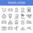 travel and tourism outline icon set isoleted on white background. vector illustration flat design. vacation holiday thin line style.