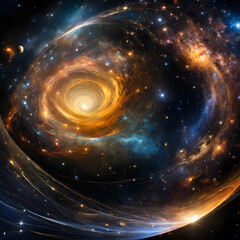 Wall Mural - Ethereal Spiral Galaxy Dances in Star-Speckled Cosmic Void