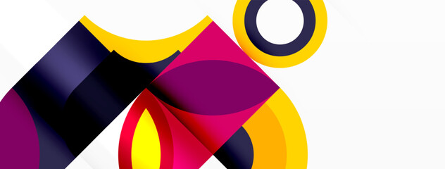 Poster - A vibrant logo featuring a yellow circle at its center, surrounded by colorful tints and shades. The design incorporates patterns, creative arts, symmetry, and rectangles in magenta hues