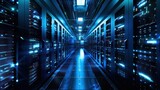 Fototapeta Przestrzenne - In the heart of the digital realm, an artificial intelligence data center hums with computational prowess, processing the future's possibilities