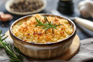 Canvas Print - Cheesy macaroni bake in a dish