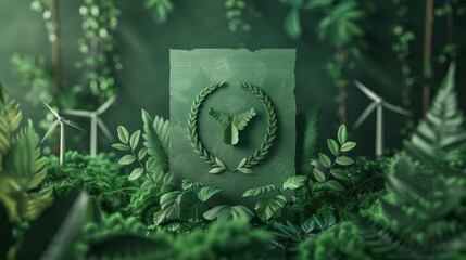 Poster - a green leafy forest with a green screen with a green background