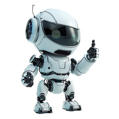Wall Mural - cute ai robot chatbot thumbs up on isolated transparent background