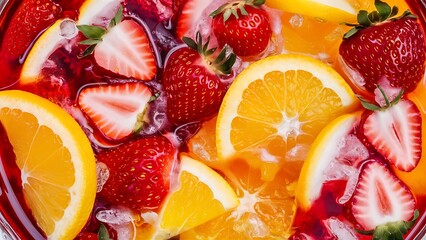 Sweet fruits beverage strawberry soda and orange soda cold drink vitamin fruit tasty drinks