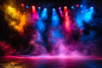 Poster - Colored spotlights and smoke on stage