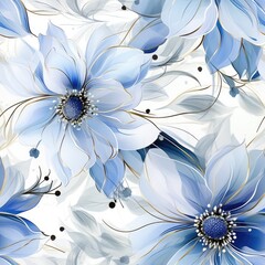 Canvas Print - Beautiful luxury floral background with Blue and white flowers. For the design of cards, invitations, congratulations.