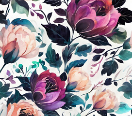 Canvas Print - seamless background with roses