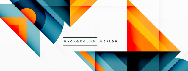 Poster - A vibrant geometric pattern featuring rectangles, triangles, and circles in electric blue hues. The design is symmetrical and eyecatching, perfect for a modern graphics logo