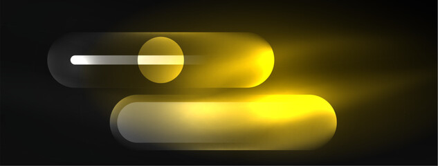 Aufkleber - Two yellow pills levitate in the darkness against a black background, creating a striking still life composition. The electric blue tint adds a touch of intrigue to the macro photography scene
