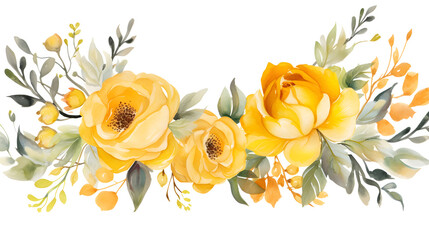Fototapete - Digital vintage watercolor yellow flowers abstract graphic poster web page PPT background
