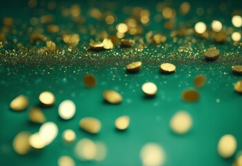 'confetti golden green abstract New background. teal gold Selective space. copy focus Christmas background years glitter bokeh year light glistering bo'