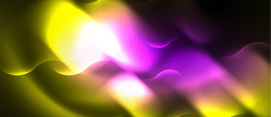 Poster - A vibrant display of colorfulness with purple and yellow lights illuminating a black background, reminiscent of a closeup of a flowering plants petals in shades of purple, violet, and magenta