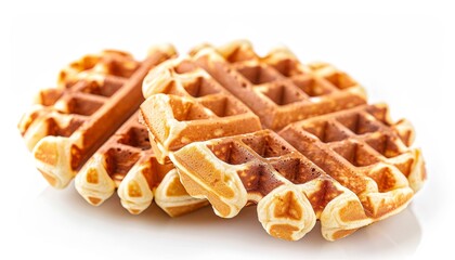 Sticker - Freshly made Belgian waffle on a white backdrop