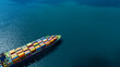 © Media  - Aerial view of the freight shipping transport system cargo ship container. international transportation Export-import business, logistics, transportation industry concepts
