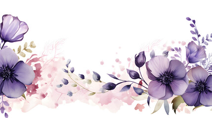 Digital vintage watercolor purple flowers abstract graphic poster web page PPT background
