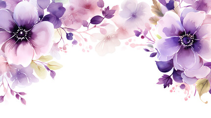 Fototapete - Digital vintage watercolor purple flowers abstract graphic poster web page PPT background