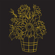 Line art of sunflowers, vector illustration art.