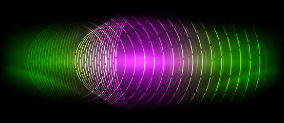Aufkleber - a purple and green circle on a black background . High quality