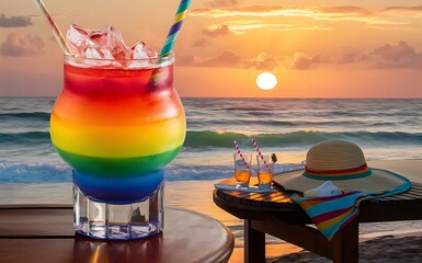 Color cocktail by the sea in summer