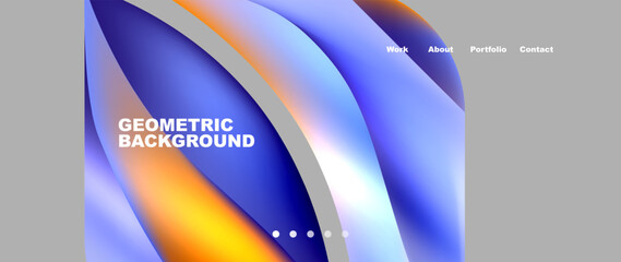 Aufkleber - A geometric background featuring blue and orange waves on a gray background, resembling the design of a automotive tire wheel system