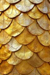 Wall Mural - Gold dragon scale pattern close-up - luxury background texture for wallpaper.